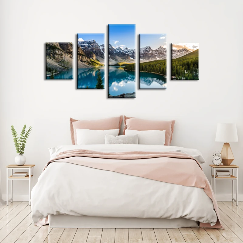 

Painting Oil Picture Canvas Print Decor Abstract Frame Beautiful Scenery 5 Panel Custom Wall Art