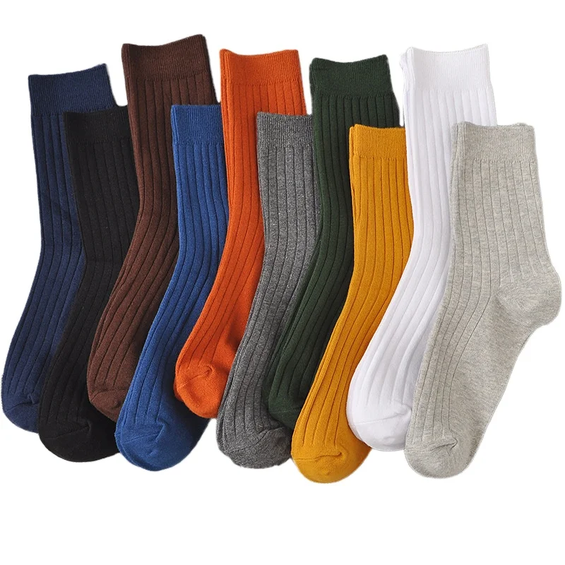 

2021 plain socks solid color colour men thick Business Custom Men White Dress Socks