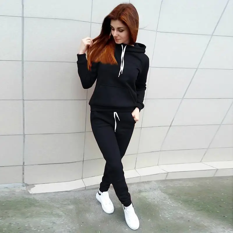 

Women winter clothing 2 piece set top hoodies tracksuits casual loose women two piece pants set, Different color