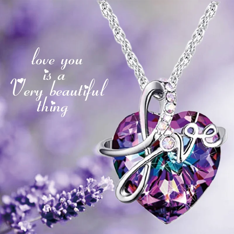 

Men's and Women's Necklaces Personality Exquisite Couple Pendant Fashion Silver Heart-shaped Crystal Women's Necklace