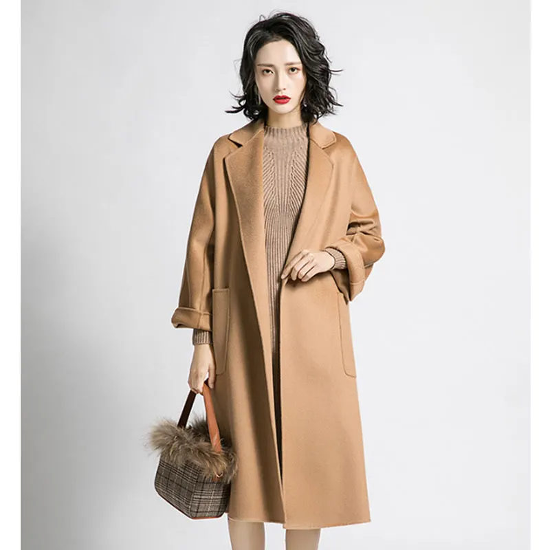 

CCYH winter long coat women high-end woolen jacket double-sided women cashmere coat, Picture showns