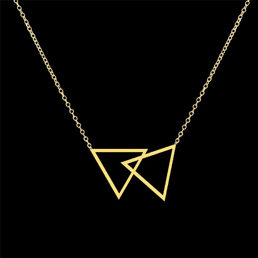 

Summer Simplicity Geometric Triangle Trendy Necklaces Gold Plated Stainless Steel Necklace As Best Friend Gift