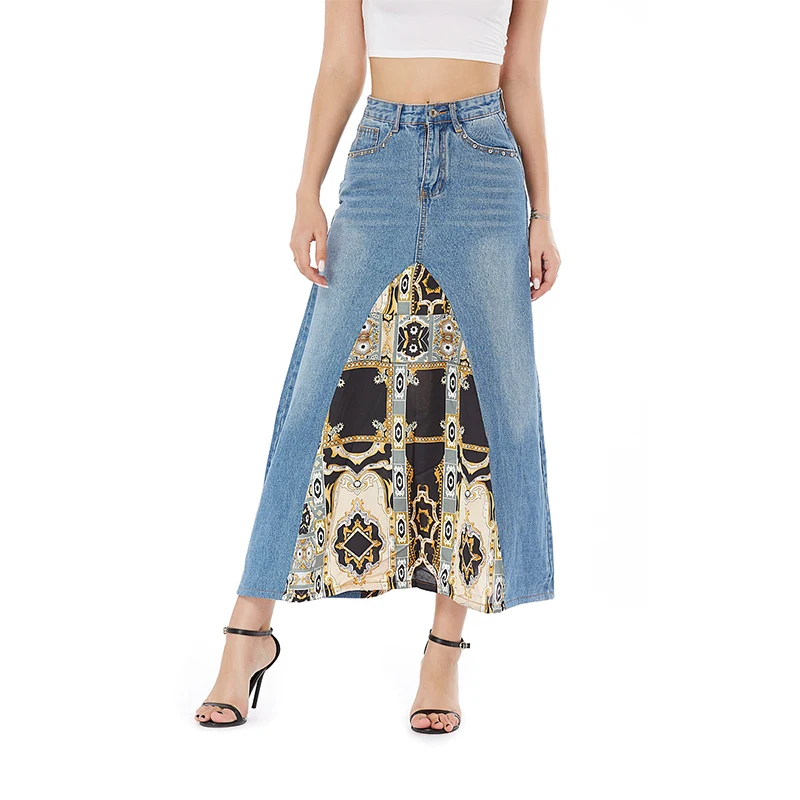 

195315 Spring and summer high quality ripped denim skirt jeans skirt denim skirts for women