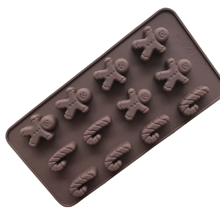 

J090 12 cavity silicone gingerbread man christmas chocolate candy molds, Random
