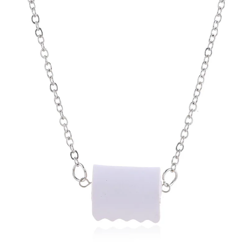 

Fashion silver Creative Roll Paper Leather pendant necklace Toilet Paper necklace for Woman Girl Personality Jewelry