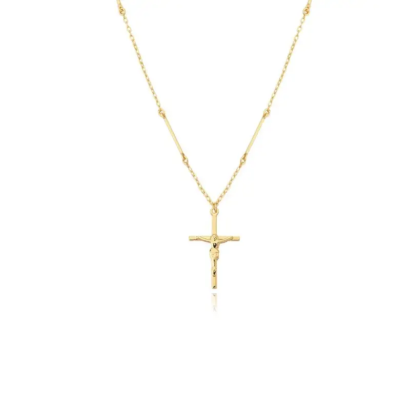 

Qiyi factory custom 14k gold woman fashion jewelry S925 sterling silver 18k gold plated cross pendant CRUCIFIX necklace