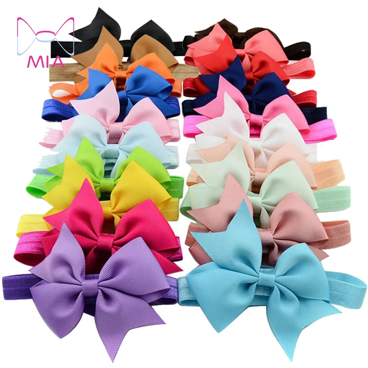 

MIA 568 free shipping 20 colors children's hair ornaments dovail polyester ribbon dovetail bowknot bow infant baby kid headband, Picture shows