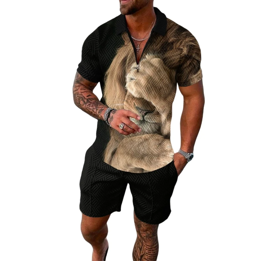 Factory Outlet Men's Casual Jogging 2 Piece Tracksuit Summer Short Sleeve Shirt & Shorts Set Custom Logo Sportswear