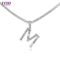 

Custom Name Silver Letters Necklaces Pendant Charm With Silver Tennis Chain
