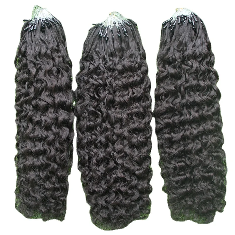 

raw indian 12a cuticle aligned brazilian virgin human 1b natural wave kinky curly 3A 3B 4A 4B 4C micro links loop hair extension