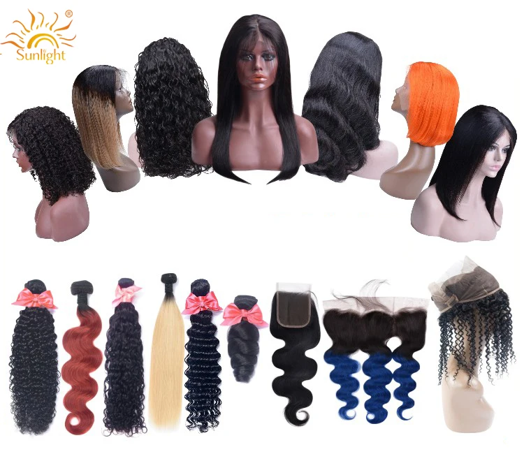 

Sunlight 10A Unprocessed Straight Virgin Brazilian Hair Extension Brazilian Straight Hair Bundles with Closure Lace 4*4 silky