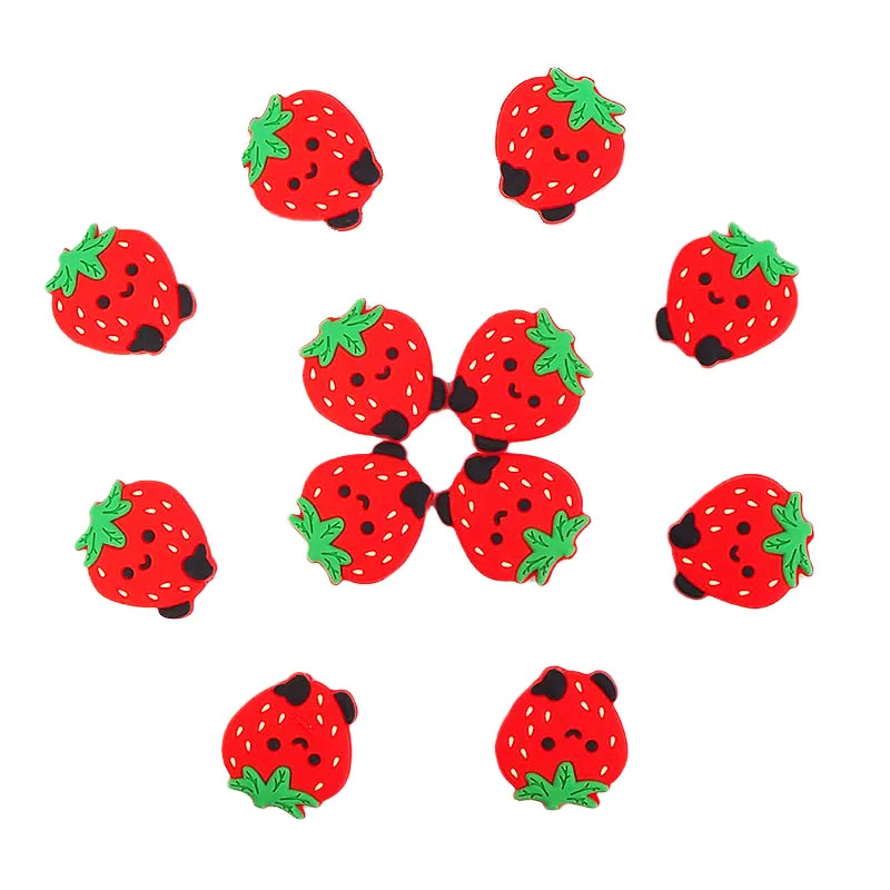 

New Design Lovely Neutral Silicon Beads Food Grade Fruit Shape Strawberry Loos Bead, 1 in stock, custom color acceptable