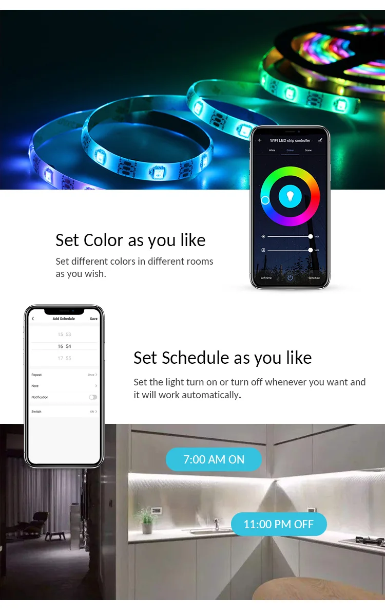 TUV approval WIFI smart LED strip controller for WW/CCT/RGB/RGBW/RGB+CCT LED strips Amazon alexa/Google assistant Tuya solution