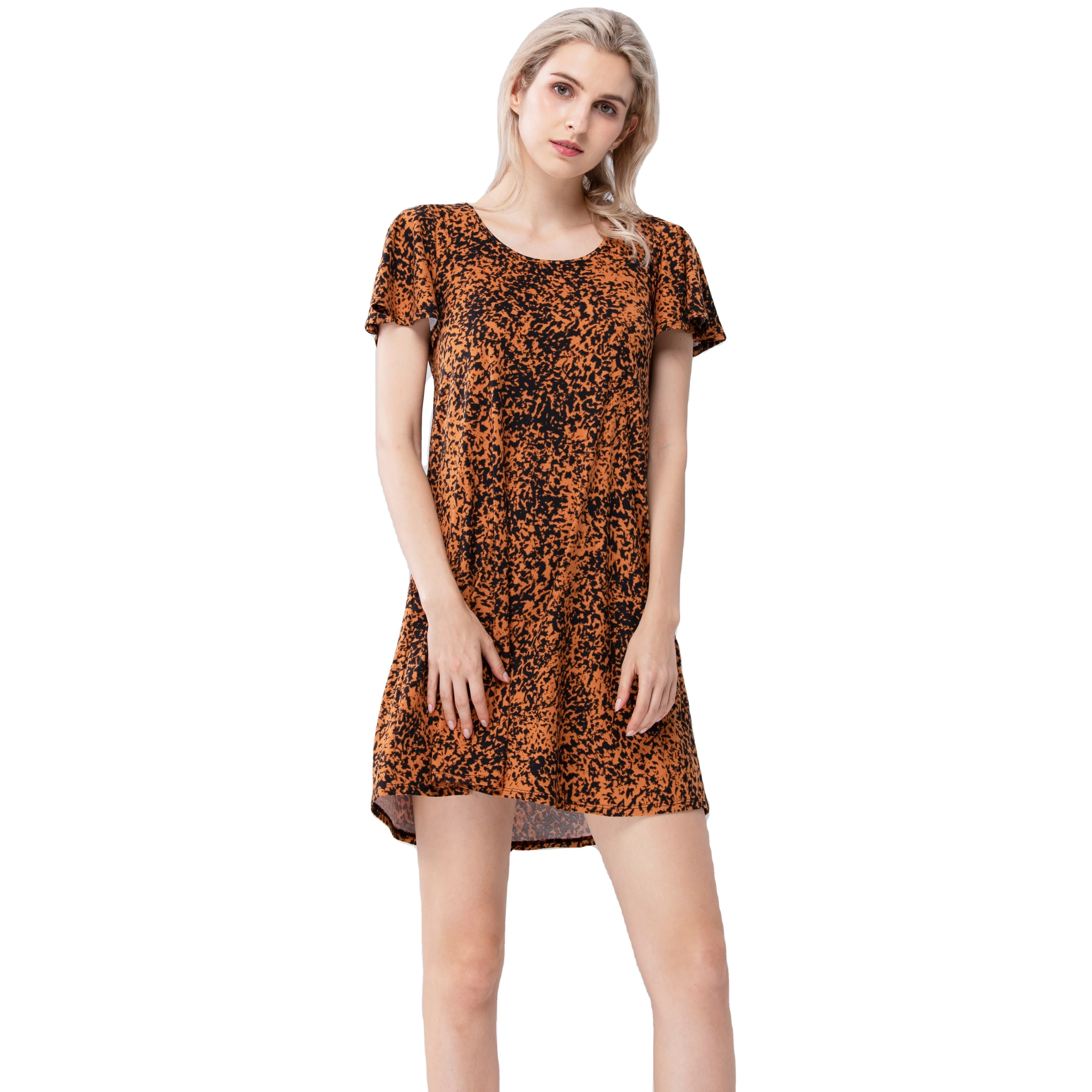 

Casual Round Neck Lady Short Sleeve Womens Summer Wholesale Clothing Home T Shirt Dresses