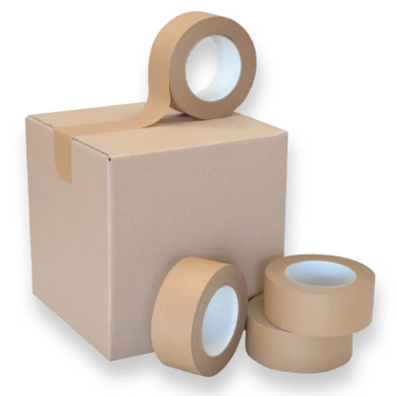 
China OEM factory amazon logo Easy to tear kraft paper tape printing kraft paper packaging tape 