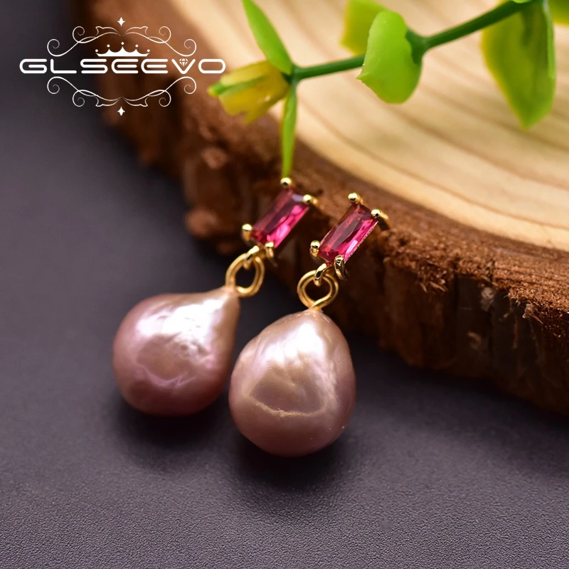 

Natural Fresh Water Purple Baroque Pearls Drop Earrings For Women Wedding Girls Luxury Jewelry earrings bulk