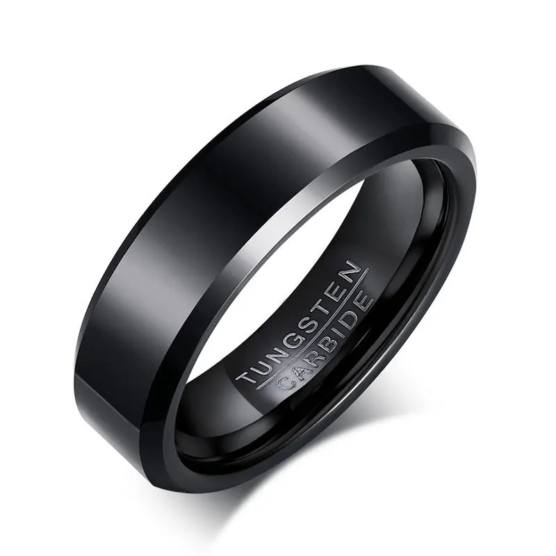 

Wholesale New Fashion Minimalist 6mm Men Hammered Tungsten Ring, Black/silver