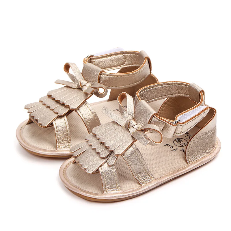 

Hot selling hard sole summer baby sandals shoes, Gold/pink