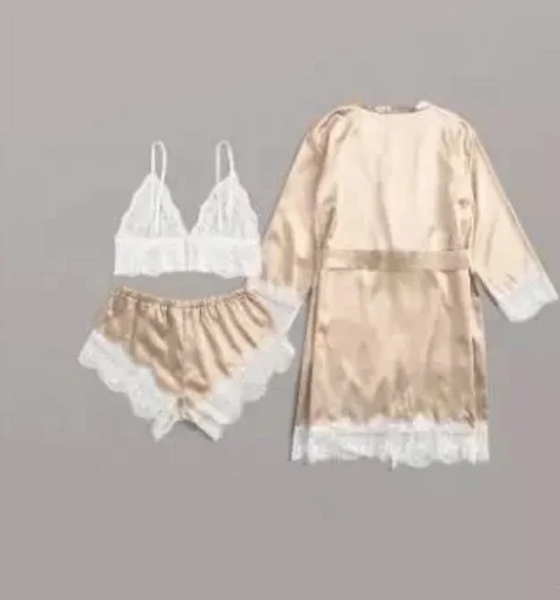 

sfy1109 pure color sexy women's adult bathrobe lace satin pajamas sexy lingerie sleepwear