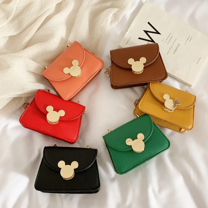 

New Style Kids Girl Fashion Mini Purse Metal Hasp Leather Cross-body Bag Kids Handbags, Black yellow red orange green brown