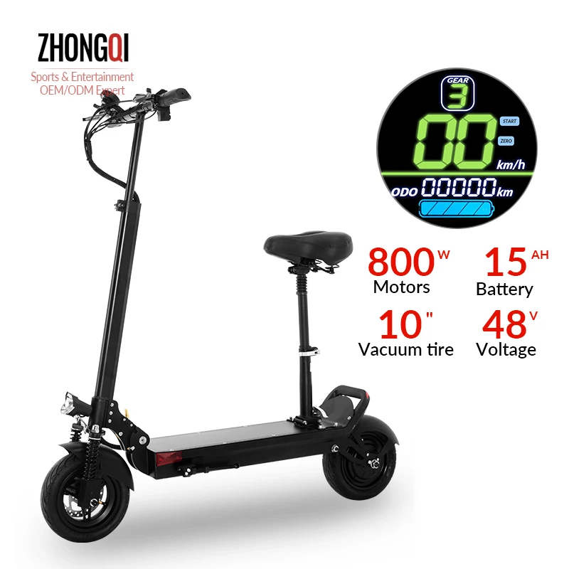 

Powerful Portable Black Road Legal Long Range Self Balancing Dual Motor 350w 48v Electric Scooter With Seat