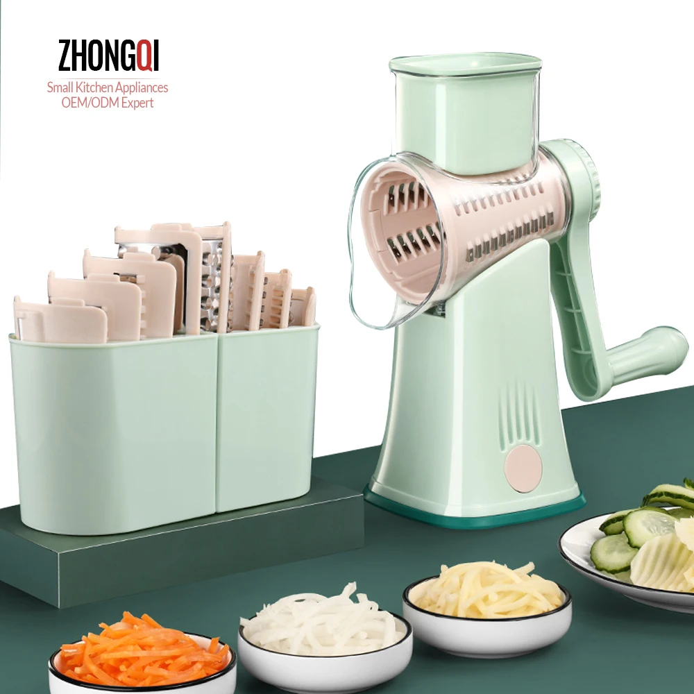 

Magic 4 In 1multifunctional Rotate Kitchen Tools Round Stainless Steel Professional Manual Blender Chopper Vegetable Cutter