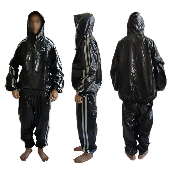 

factory Retail all black color with a hat and silver trim sauna clothing Sweat suits