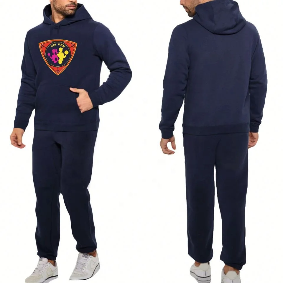 

Printing Men's Autumn Winter Sport Casual Suit Long Sleeve Upset Jumper Solid-color Hoodie Suit in Stock, As show