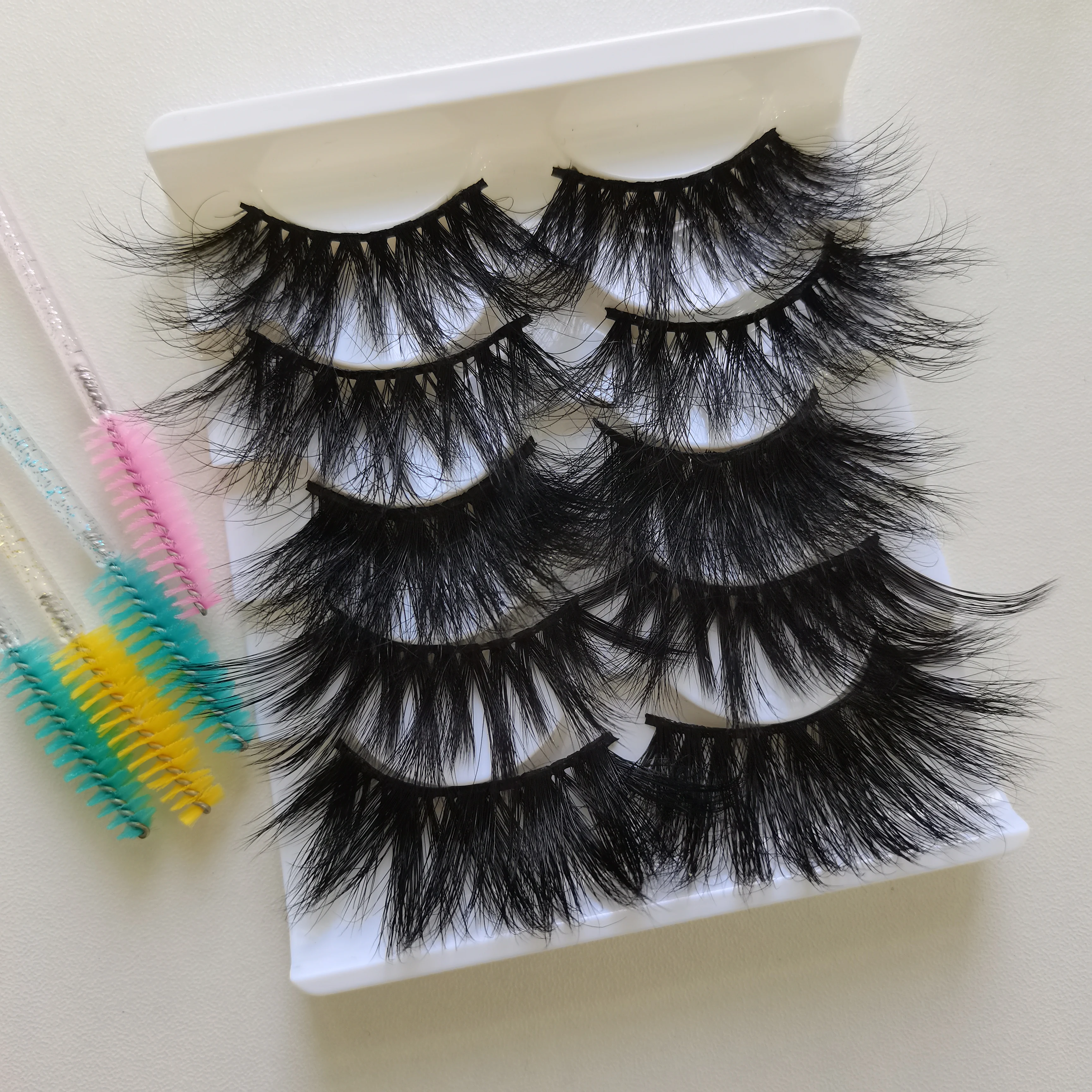 

Wholesale 3d full strip mink lashes dramatic mink eyelashes vendors 3d 25mm mink eyelash with eyelash custom packaging box, Black