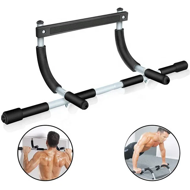 

Gym Total Upper Body Pull Up Multifunctional Trainer for Home Exercise Gym Fitness Equipment Shoulder Back Muscle Training, Black, silver