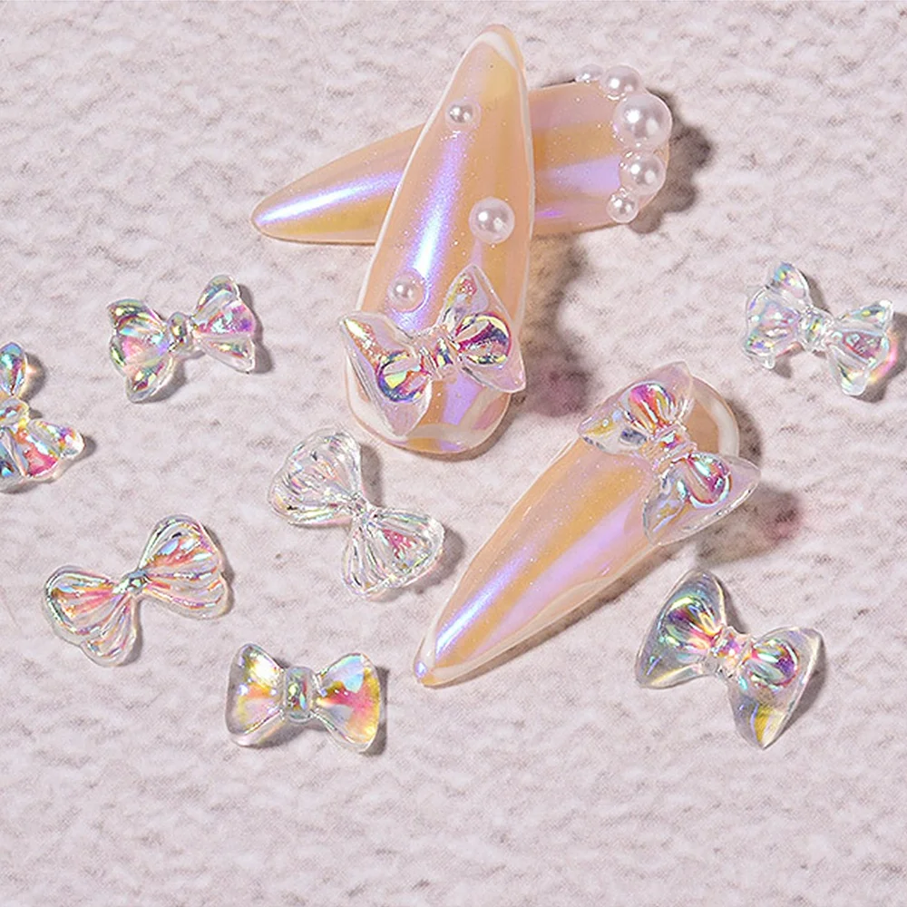 

1 PC 3D Holographic Butterfly Charm Nail Art Rhinestones AB Bowknot Resin Nail Art Decoration DIY Manicure Design Accessories