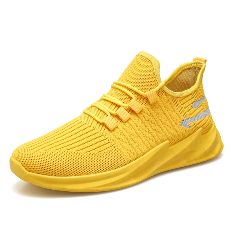 

Hot selling yellow shoes men gym custom casual sneakers, Yellow, white, black