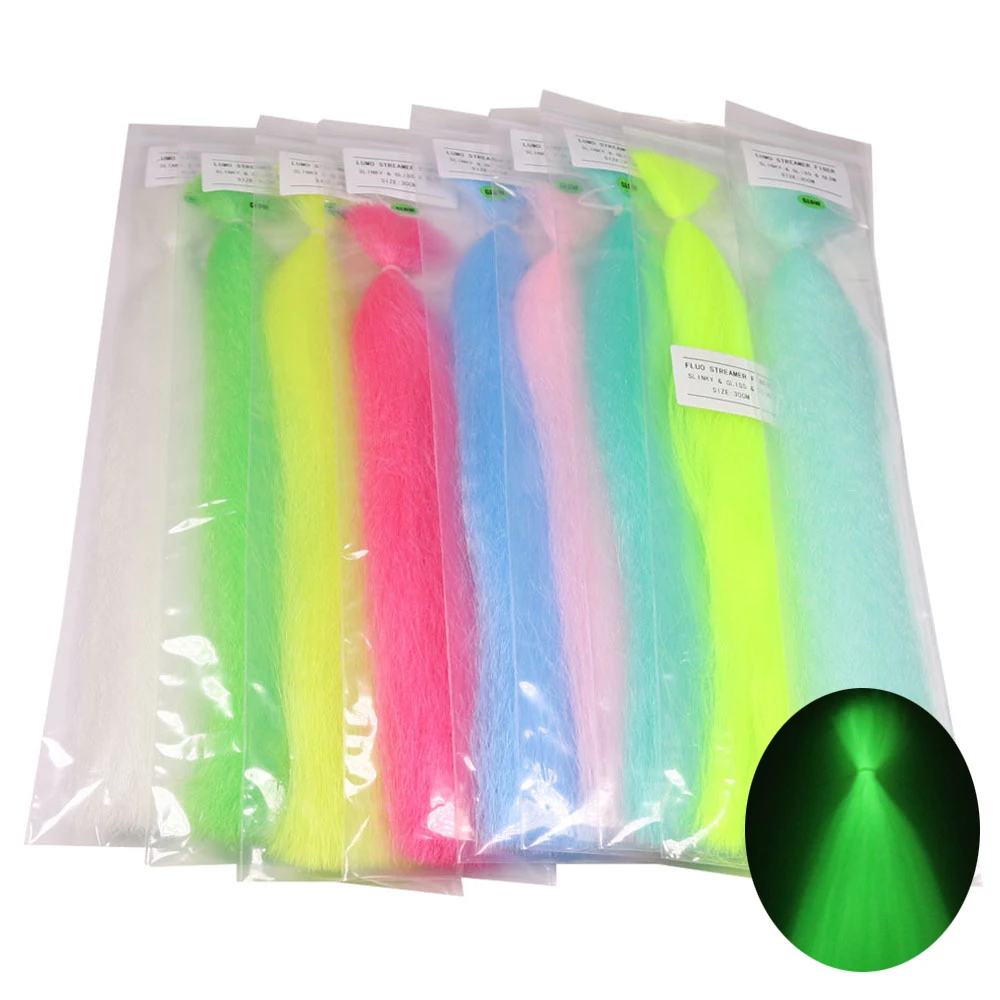 

Glow and Flash Synthetic Tying Fiber for Saltwater Jig Hook Assist Lure Making & Fly Fishing Streamer Material 9 Colors