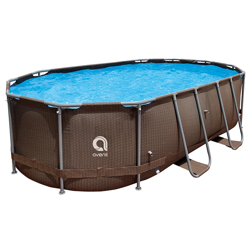 

Avenli Rattan Series Oval Steel Super Max Pool 4.27m*2.75m*1.0m Garden leisure Frame steel pool swimming pool, As picture