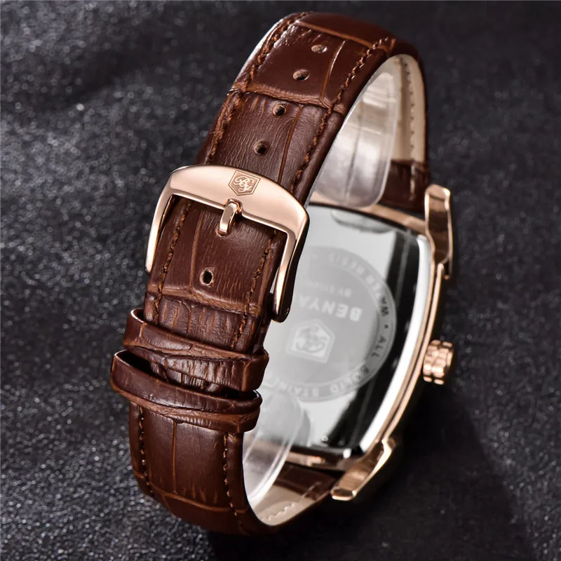 Montre BENYAR en cuir noir pour hommes, 5114M, montre-bracelet Chrono, en Stock, acheter en ligne, Date de créateur