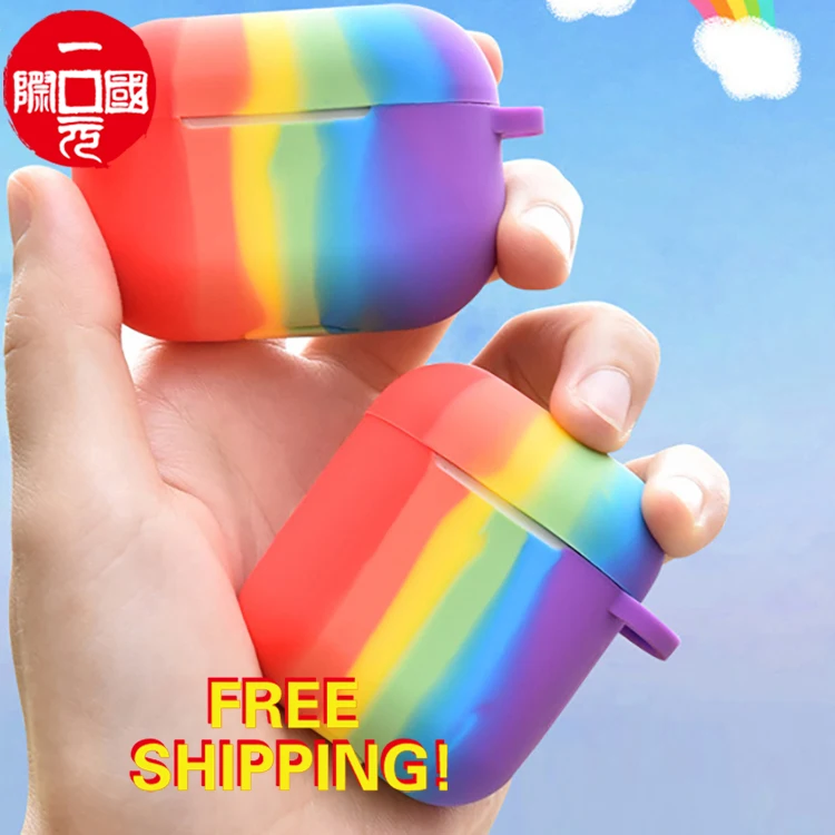 

1 Dollar Portable Rainbow Silicone Wireless Headphone Case Headset Case with Carabiner