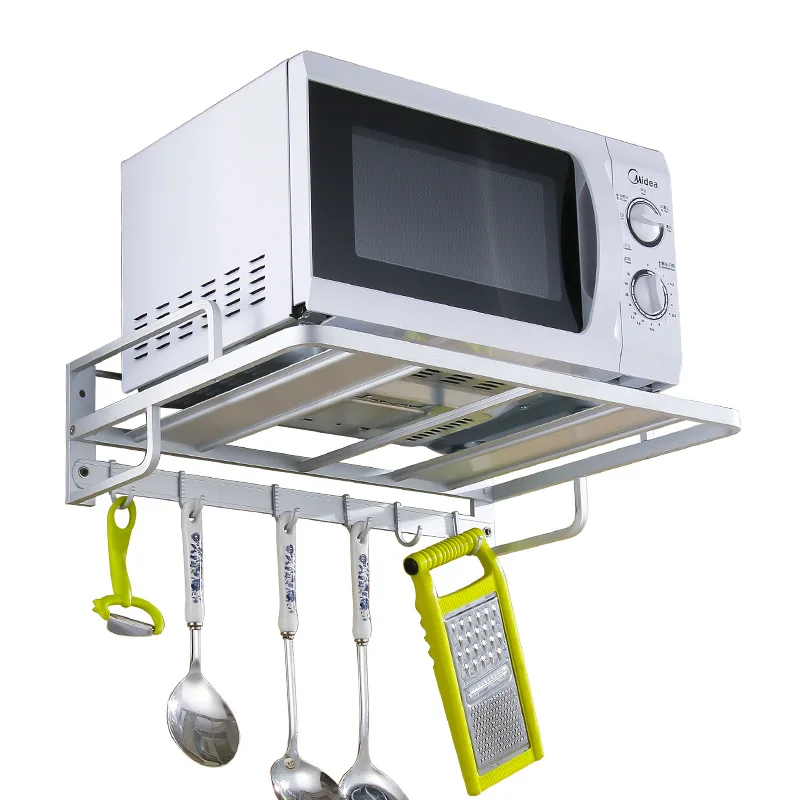 

New 2021 Multipurpose Space aluminum with hooks wall kitchen microwave oven rack