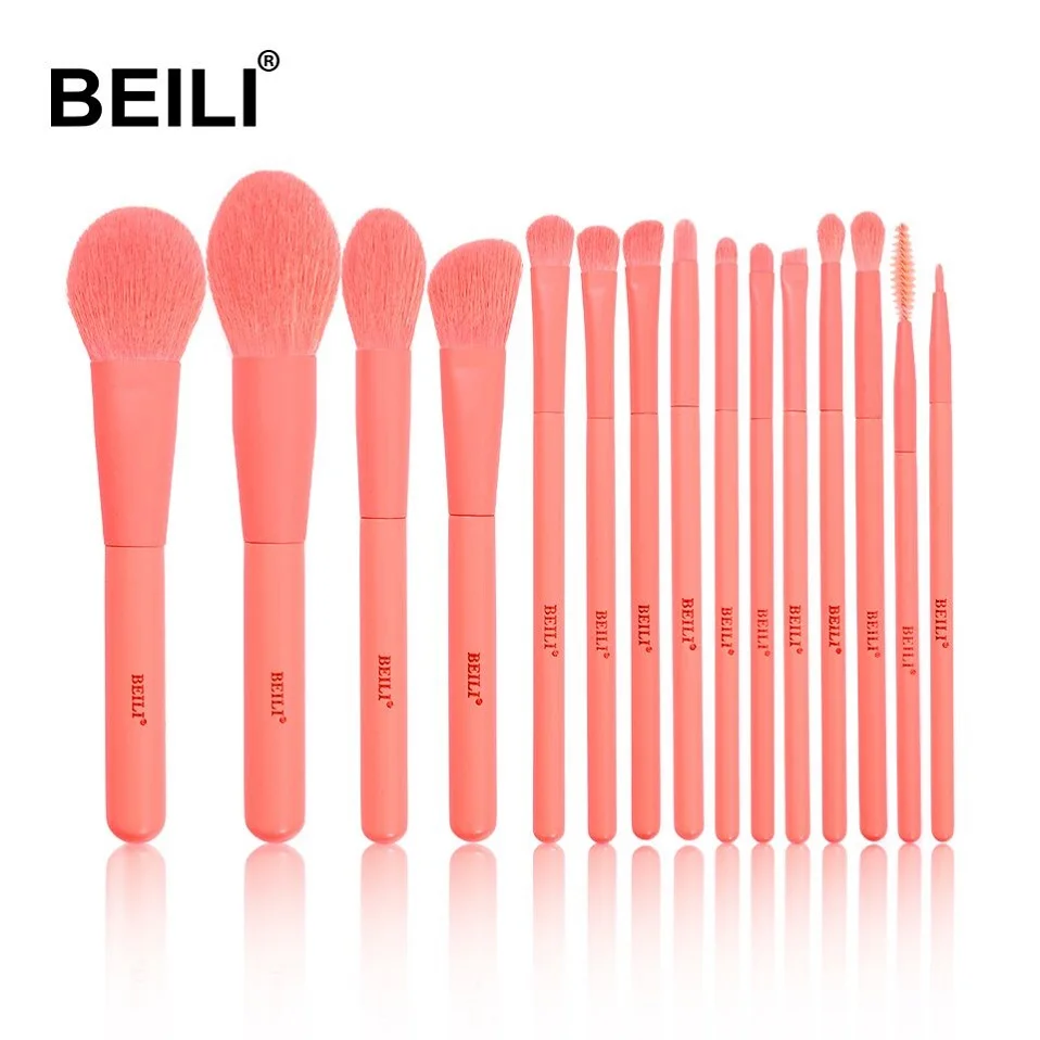 

BEILI 2021 new arrival nano wool fiber makeup brushes professional foundation eyebrow blending brush cosmetic makeup brushes set, Coral red