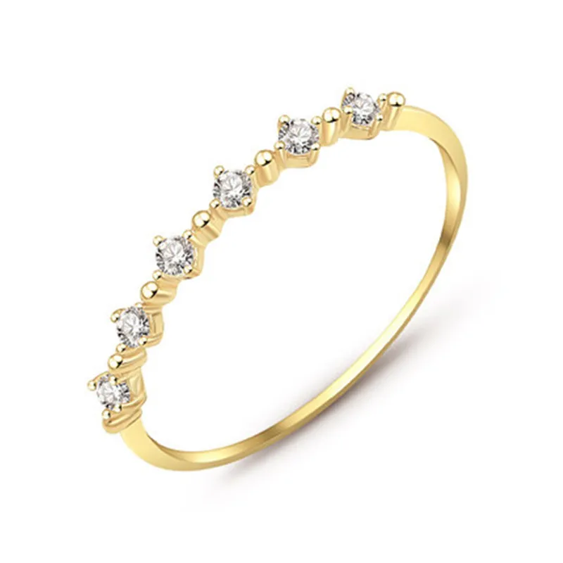 

Wholesale High Quality Versatile Fresh Thin 925 Silver Zircon Ring 14k Gold Plated Ring For Women