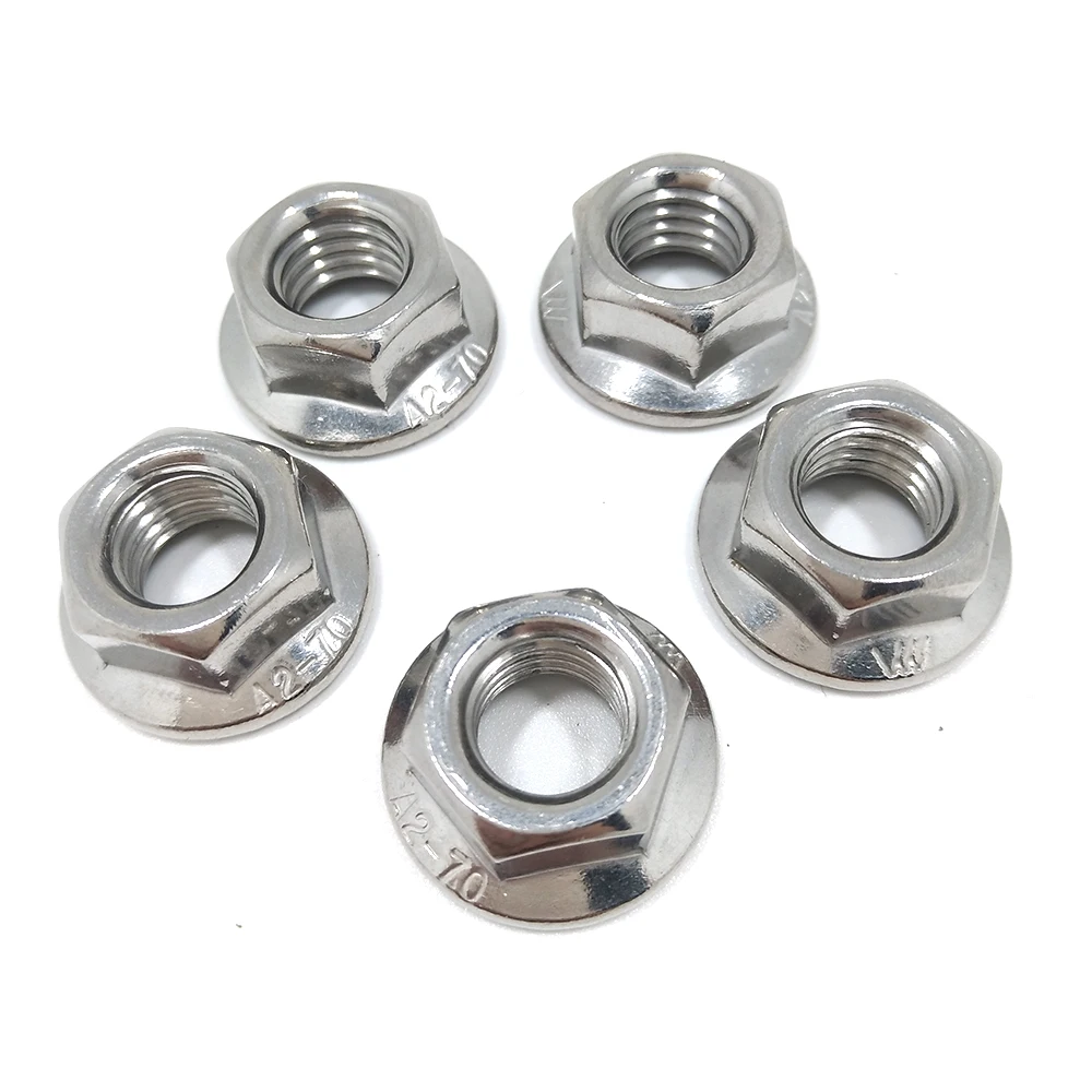 Flange Lock Nut Din6923 M10 Serrated Knurled Lock Nuts With Hexagon