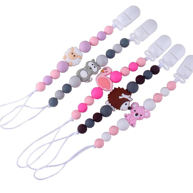 

Pacifier Chain, Silicone Teething Beads Baby Pacifier Clip Holder, Silicon Pacifier Holder Clip