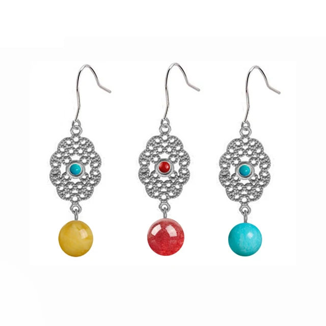 

10 pairs shipping free Classical pattern shape vintage hollow 925 silver drop earrings