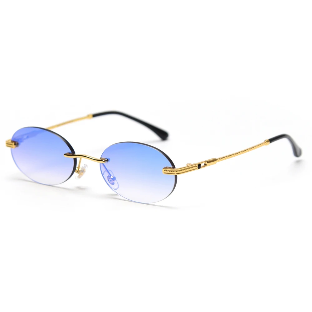 

Retro oval sunglasses rimless man metal male round frameless women male sun glasses