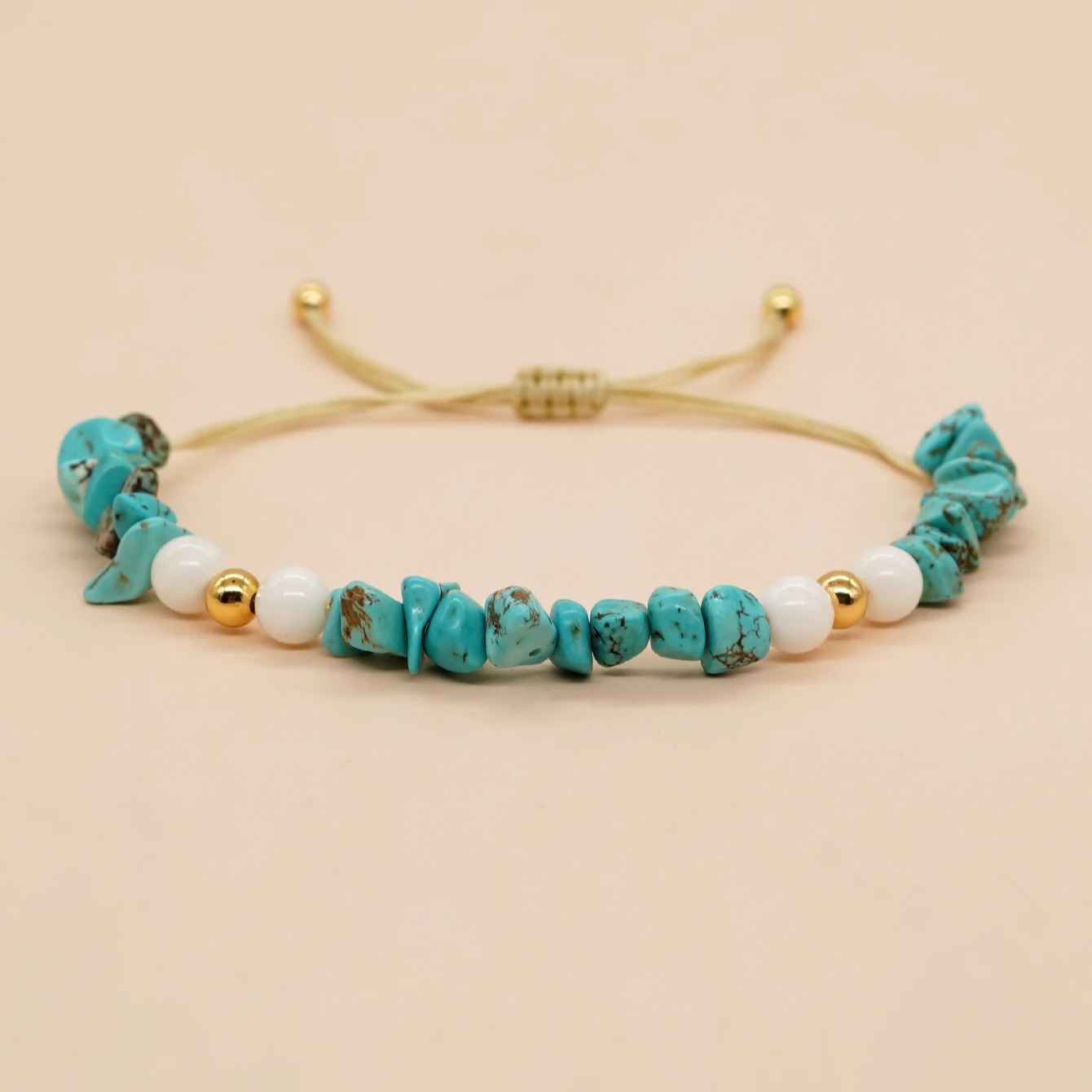 

Go2boho New In Summer Bohemian Fashion Crushed Turquoise Stone Bead Bracelet Friendship Adjustable Women Trendy Boho Jewelry