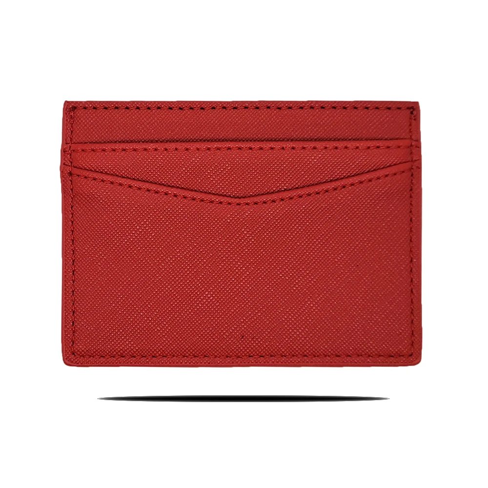 

V shape Rfid Multiple Card holder wallet PU saffiano leather cardholder