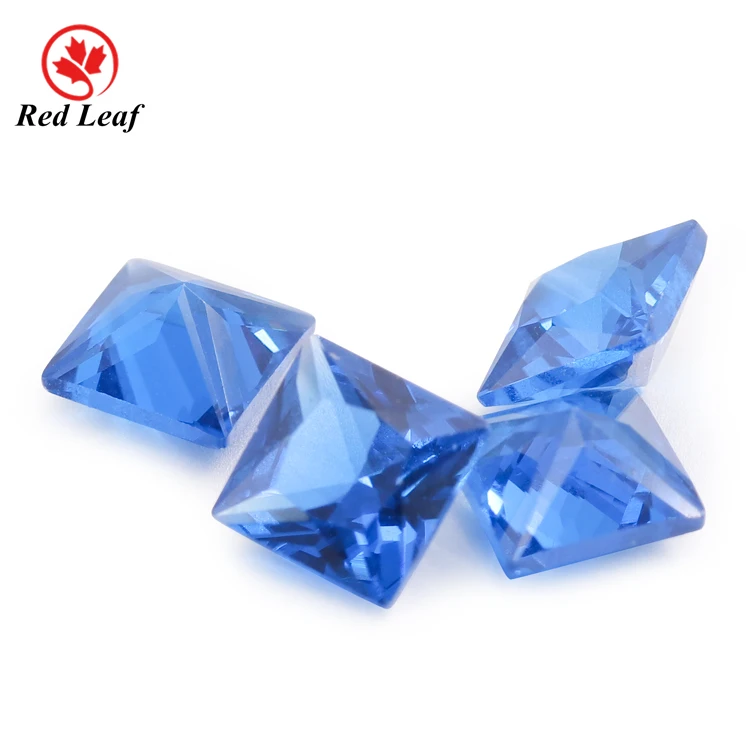 

Redleaf gems top quality loose gemstone square princess cut 113# burma blue synthetic spinel