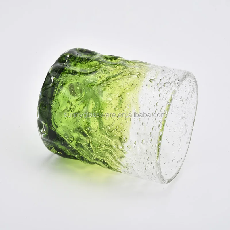 6oz 8oz green glass candle holders