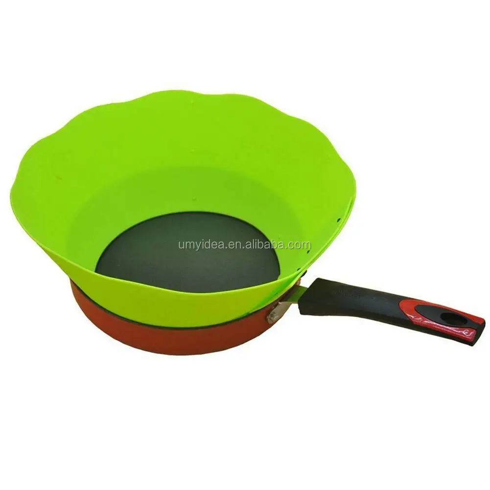 

New Adjustable Silicone Oil Splash-Proof Pan Splash Guard Ultimate Splatter Guard Protection for Frying Pan Pot, Orange,green,red,natural,or customized pantone