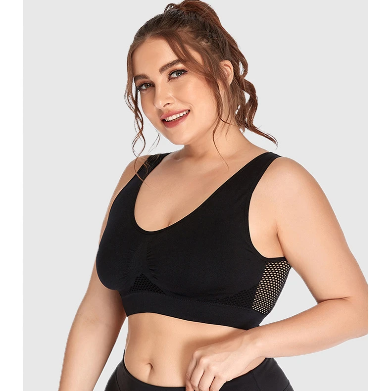 

Plus size sports bra shockproof running yoga sports bra female hollow-out underwire vest bra, As shown
