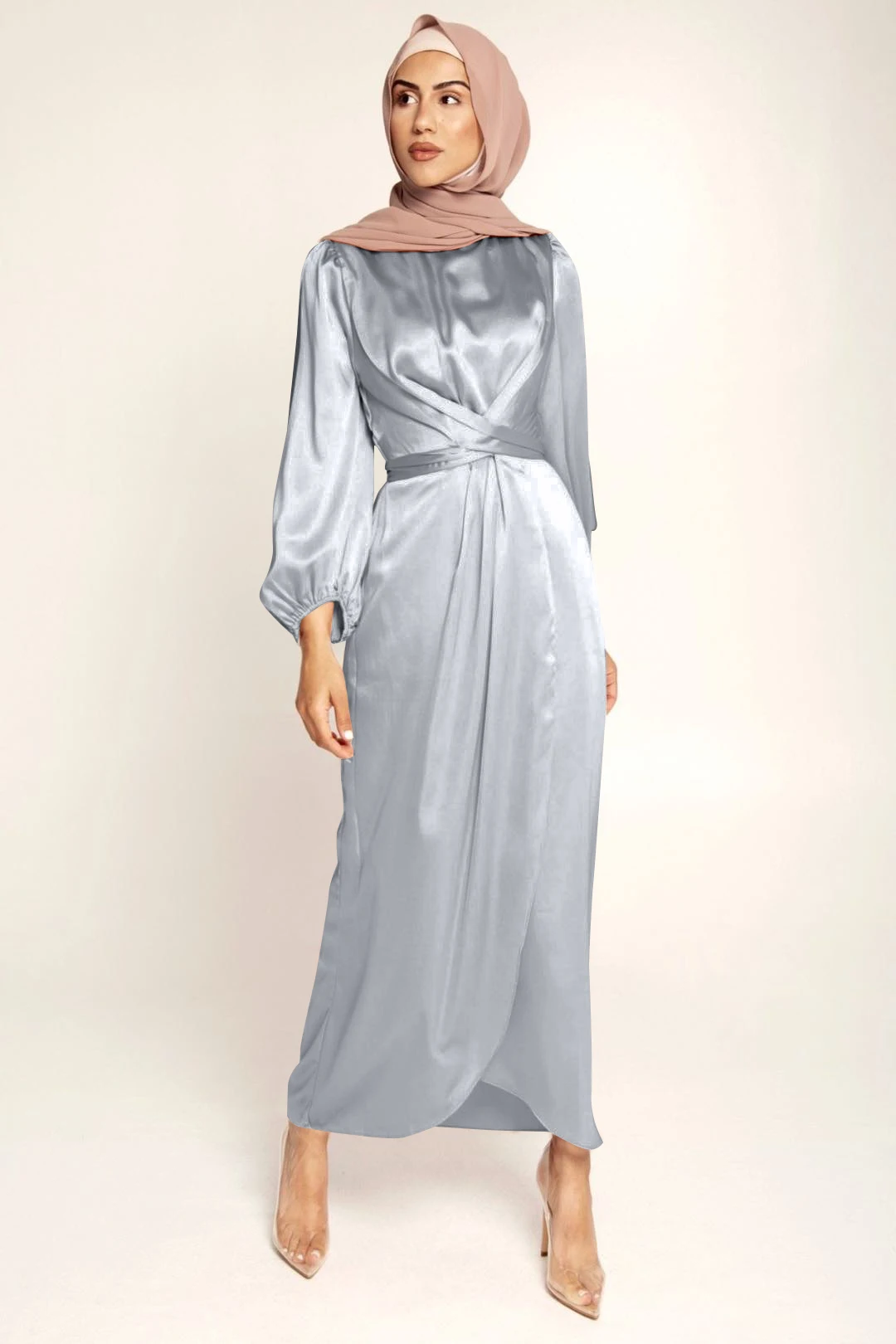 2020 New Fashion Satin Abaya Dubai Turkey Muslim Dress European